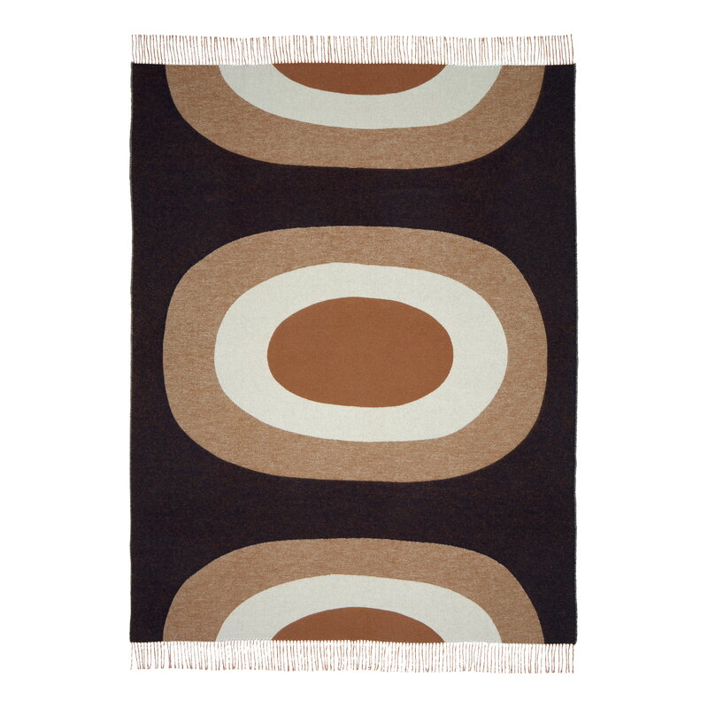 Melooni throw, brown - natural white - dark blue