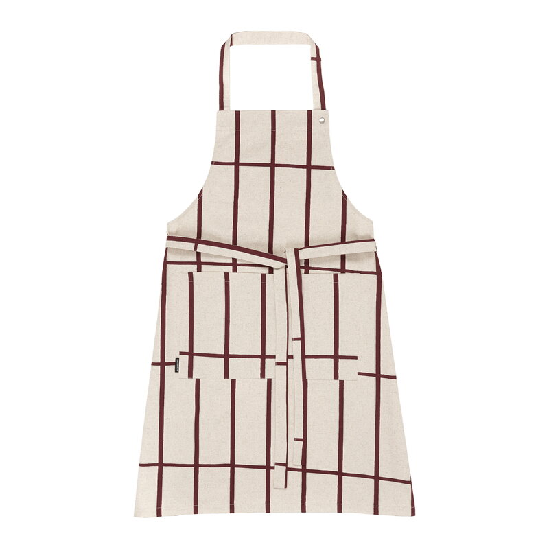 Marimekko Tiiliskivi apron, linen - dark red