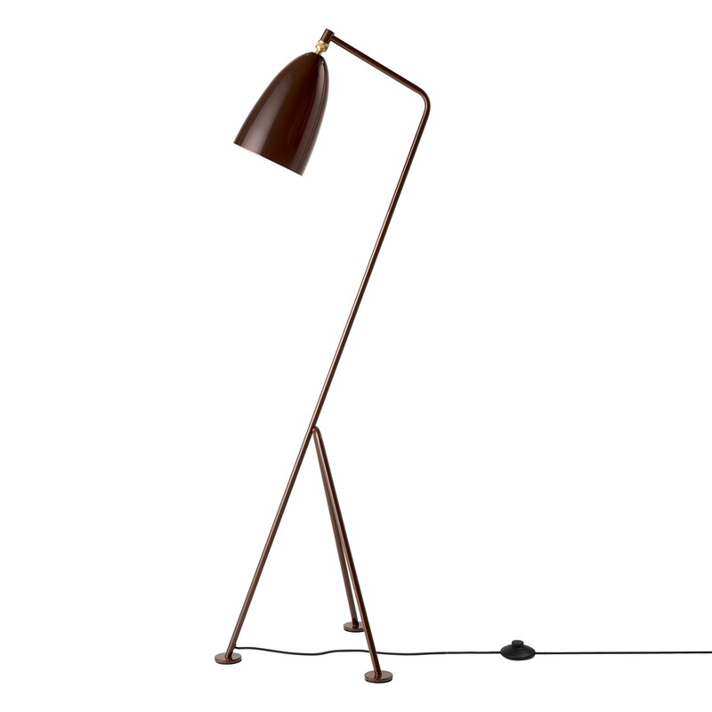 Gräshoppa floor lamp, walnut brown, glossy